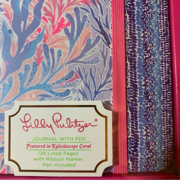 NIB Lilly Pulitzer Kaleidoscope Coral Journal Set w/ Pen 128 lined pgs - Picture 11 of 11